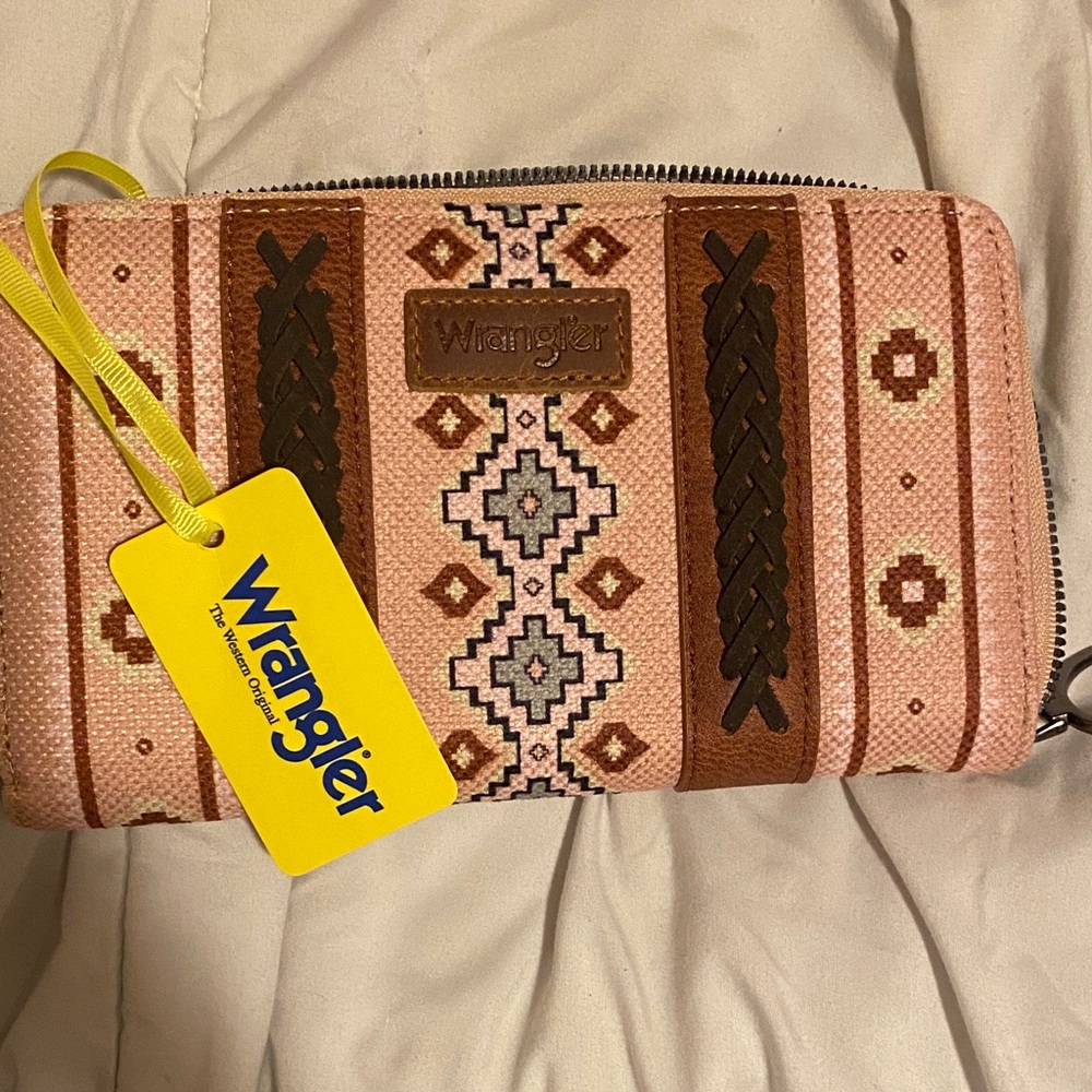 Wrangler Geometric Pink and Brown Wallet